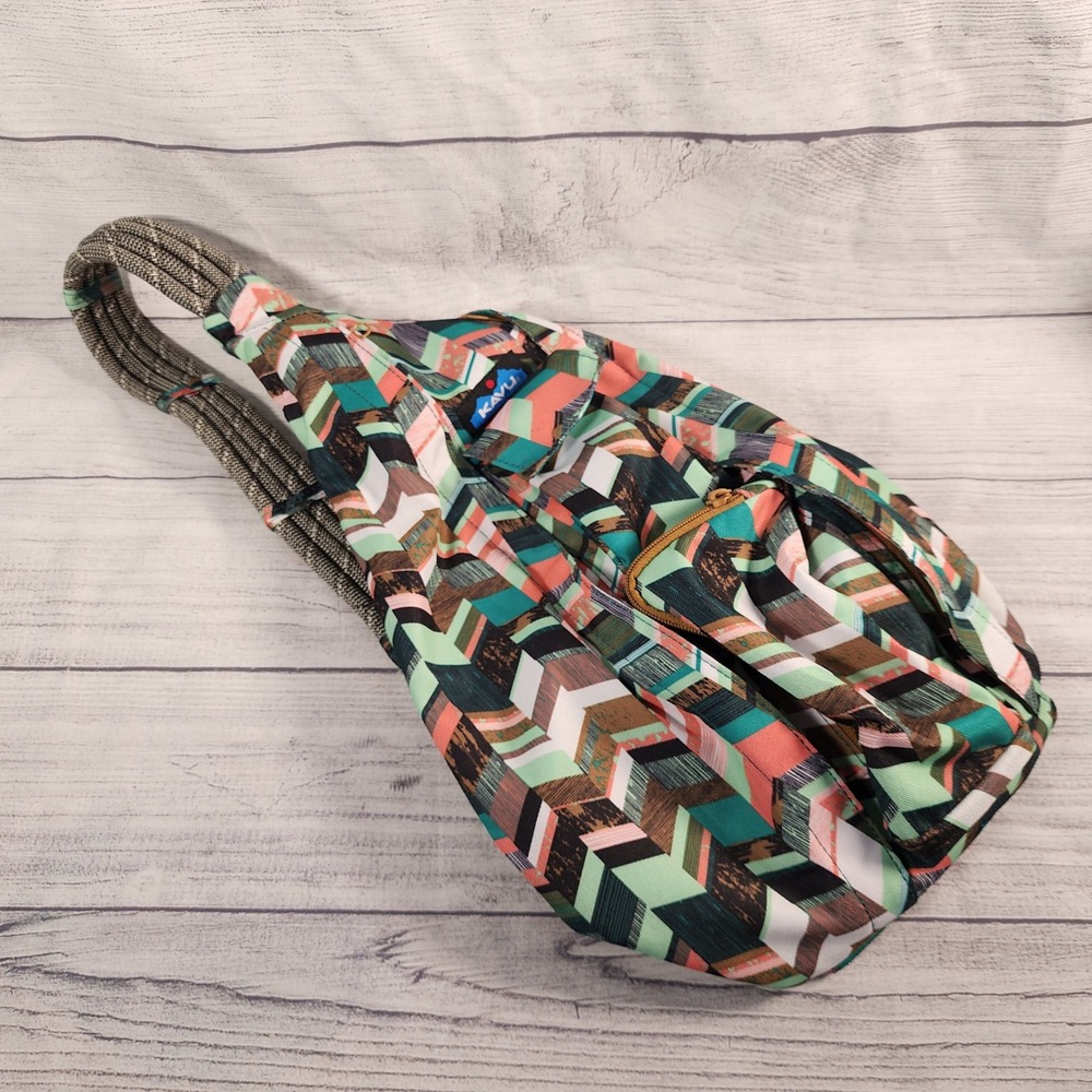 KAVU Rope Bag Coastal Blocks Sling Backpack Multicolor Polyester